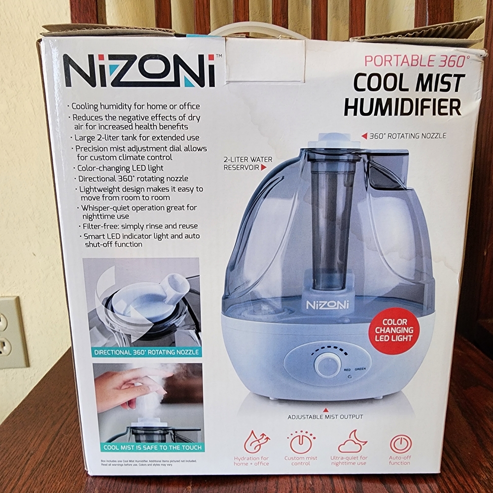 Nizoni Cool Mist Humidifier with LED Light